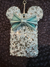 Loungefly Disney Minnie Mouse Sequin Faux Leather ID Holder Lanyard teal