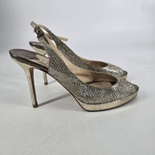 Jimmy Choo Silver Clue Slingback Peep Toe Heels Size 40