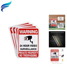 4-Pack No Trespassing Signs - Private Property with Video Surveillance Alerts