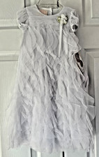 Baby Biscotti White Tulle Dress 3-9M Baptism Flower Girl  Matching Hat
