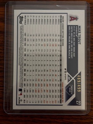 2023 Topps Chrome #27 Mike Trout Green Refractor 489/499 Angels
