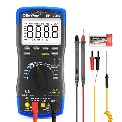 Digital Multimeter Auto Range AC DC Volt Current True RMS Resistance Cap Temp