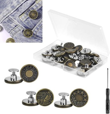 YAANBUNB 33 Pcs Jeans Knöpfe Ohne Nähen Jeansknöpfe 17mm Knopf Jeanshose Ersatz 