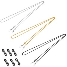 Whaline 3 Pieces Eyeglasses Chain Sunglass Neck Large, Golden, Silver, Black
