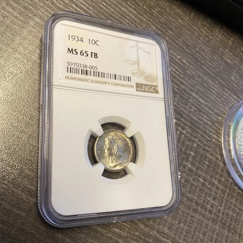 1934 10c Mercury Dime ~ NGC MS65 FB ~ Full Bands!