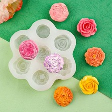 7 in 1 Flower Silicone Mold Rose Flower Candle Mold DIY Soap Mould Home Decor