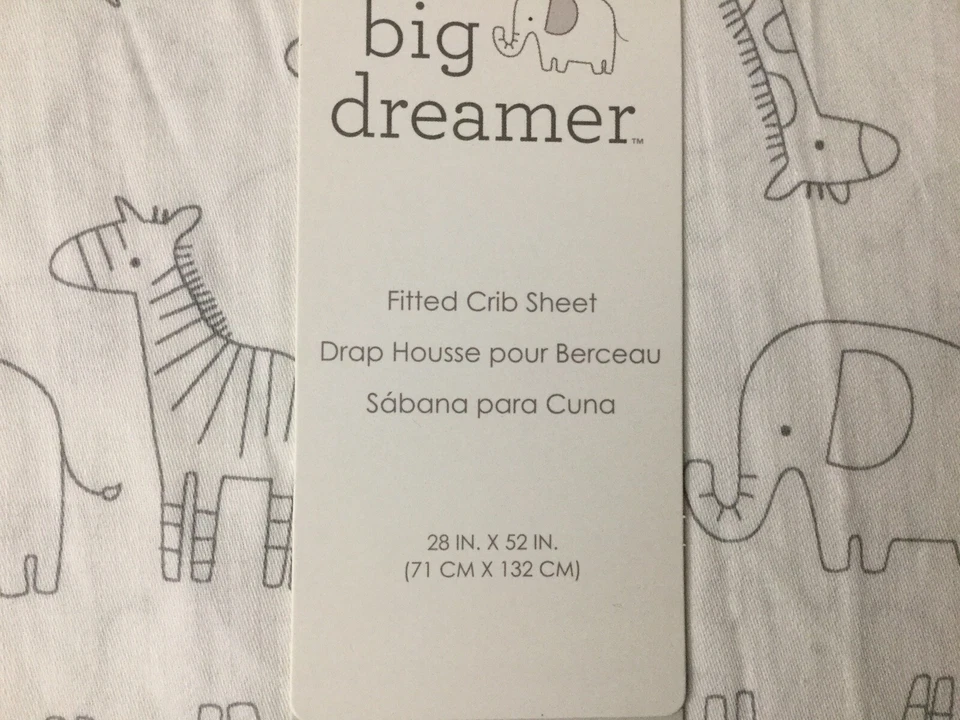 NEW Just Born Big Creamer Animal Print White Fitted Crib Sheet 28 X 52 in (E11) - Image 3 of 3