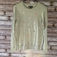Banana Republic Factory Women's Sweater Size M Gray Star Embroidered NWT