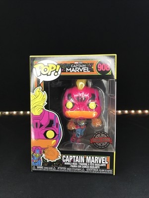 Funko Pop! Captain Marvel 908 Blacklight Special Edition – 9,5 Cm Neon-Figur Unter Schwarzlicht, In Sichtfensterbox (Marvel Sammlerstück)