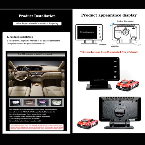 Instrumento Modificado Coche Tercera Generación OBD2 Boost Gauge GPS Multifunción LCD - Imagen 7 de 12