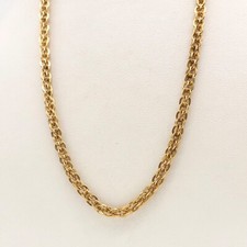 14k Gold Heavy Solid Pocket Watch Double C Link Pendant Chain Necklace 26in Deco