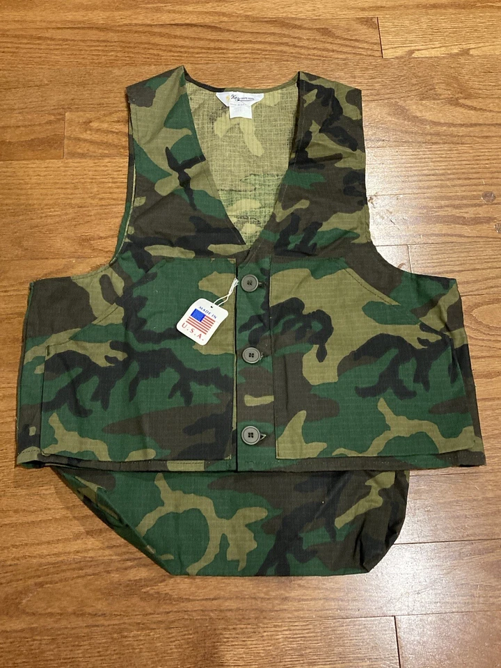 VTG NOS Ripstop Camo Key Imperial Hunting Vest With Back Game Bag Sz Med Reg