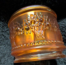 Fenton Marigold Carnival Glass Orange Tree Powder Jar No Lid