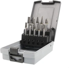 Carbide Burrs Set 10pcs Double Cut Solid Carbide Rotary Burr Set 1/4" Shank