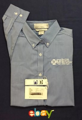 NWT NEW NORTH END BLUE CROSS BLUE SHIELD Woman Long Sleeve Button Up Shirt Sz M 