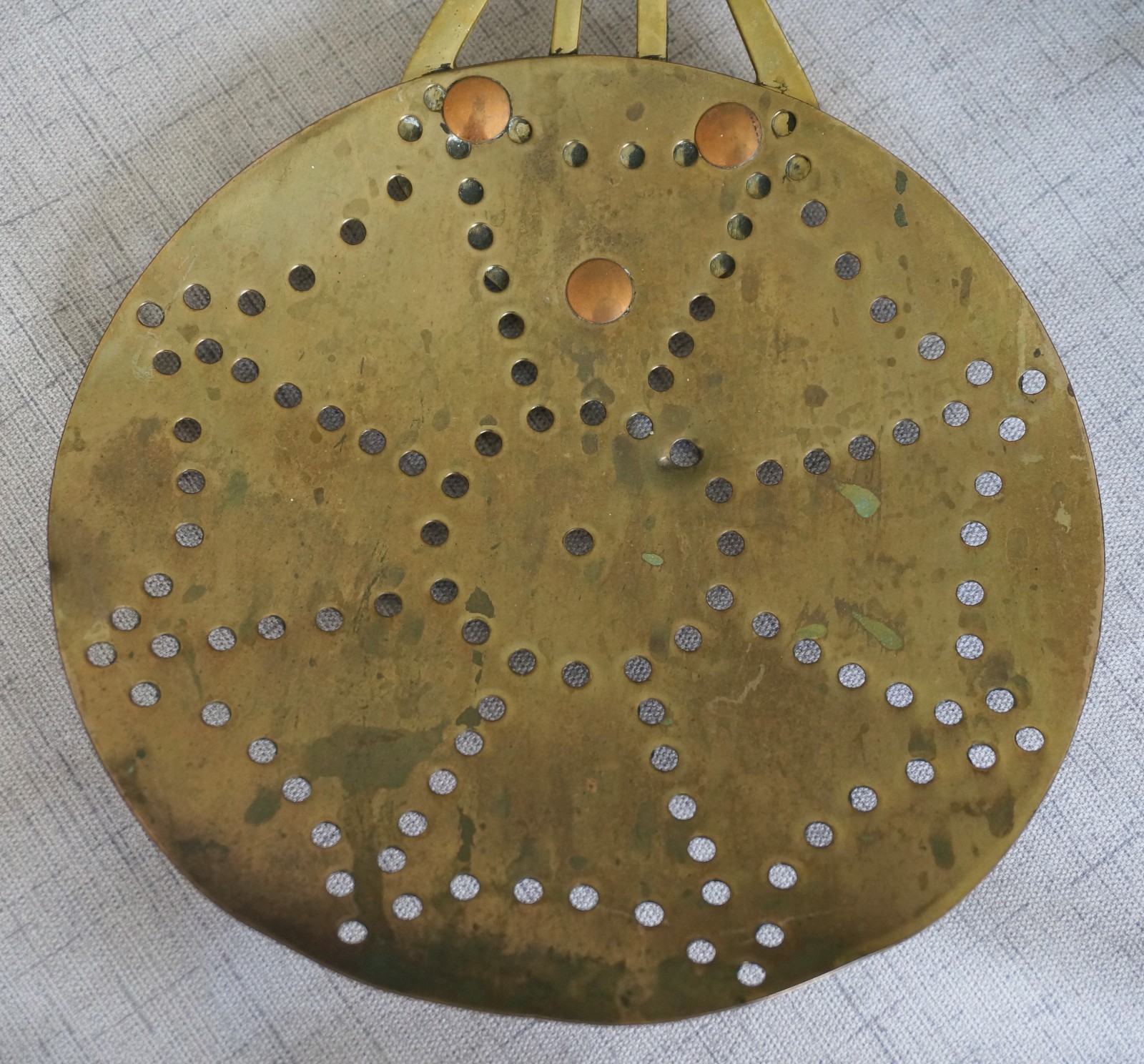 RAF Wethersfield BRASS SKIMMER / COAL ASH SIFTER Copper Rivets