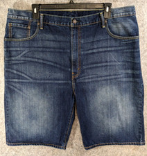 Levis 569 Shorts Mens 44 X 12 Blue Denim Dark Wash Loose Fit Straight Y2K Dad
