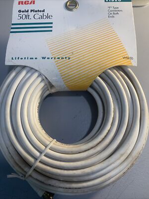 RCA 50 ft. Gold Plated Coaxial Cable Video VHW50 F Connectors -f10