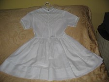 Vintage Girls White Party Dress Full Skirt Lace Tucks Old Fashion 1950's "Love"