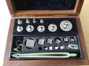Laboratory/Apothecary  Metric Weight Set + Fractionals & Tweezers VINTAGE