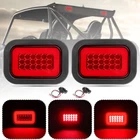 2pc 5" x 3" Red Rectangular LED Tail Lights With Pigtails For Trailer Tow Truck