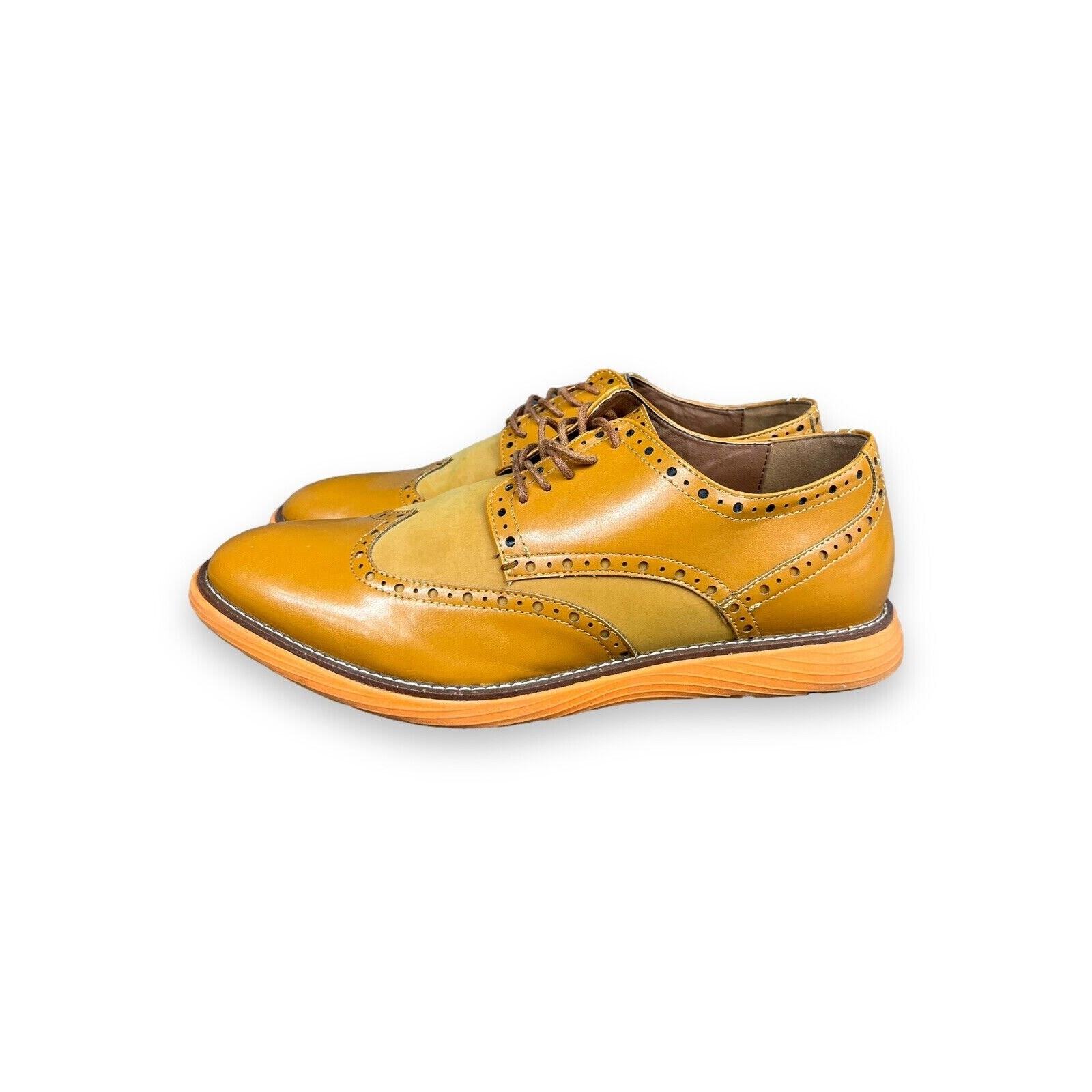 Meijiana Mens Oxford Shoes Dress Shoes Size 10 Orange Tan Wing Tip LaceUp eBay