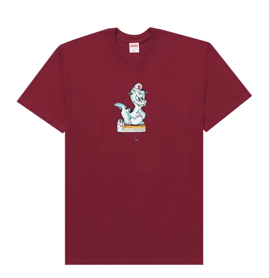 Tee shirt dinosaure suprême bordeaux