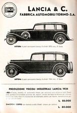 PUBBLICITA' 1934 AUTOMOBILI LANCIA ASTURA ARTENA SERIE III TORINO MODELLI
