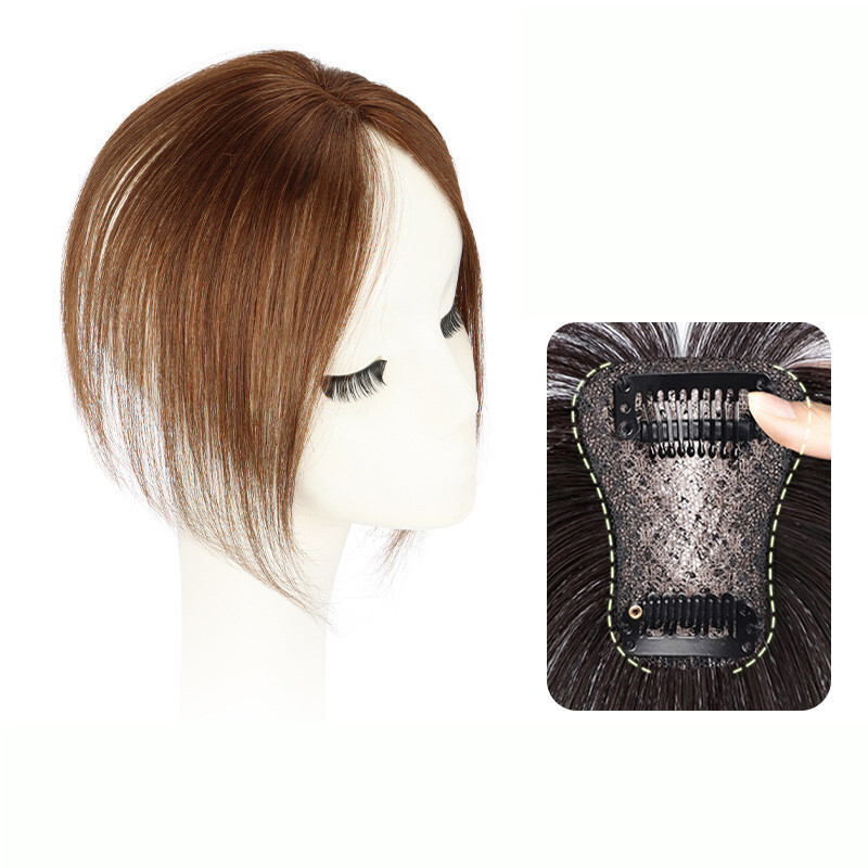 Clip In Human Hair Straight BangsToppers -For Women  Thin Hair Top Replacement