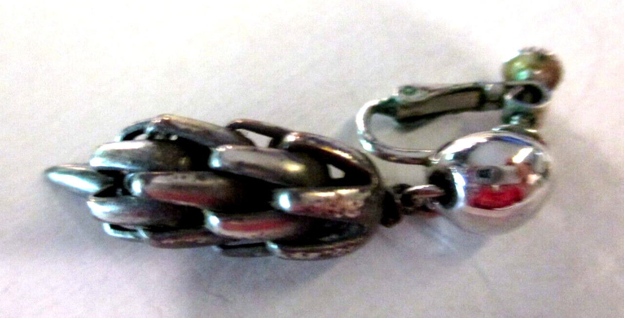 Napier Signed Silvertone Dangle Clip Earrings-Lot… - image 2