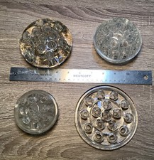 lot of 4 vintage clear glass flower frog, 19, 16, 13  9 holes