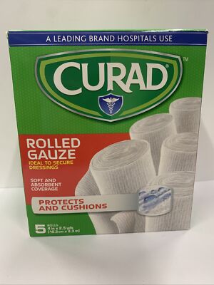 Curad Rolled Gauze, 4 Inches X 2.5 Yards Protect&cushions Free Shipping
