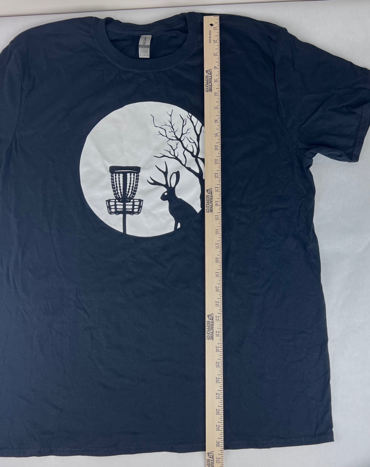 Disc Golf T-Shirt Men's Adult XLarge Black Basket Tree Jackalope Glow in Dark