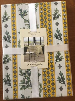 STOF France Provence Mediterranean Olive Tablecloth Yellow 63''x 78  100% Cotton!