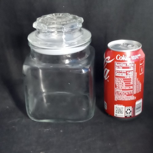 Apothecary Jar Canister Clear 6.5" Lid w Plastic Seal Starburst Anchor Hocking