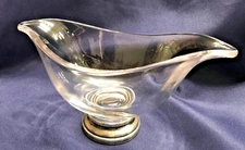 Vintage and Unique, "Modernist" Sterling Silver Footed Glass Dish, Multiple Use