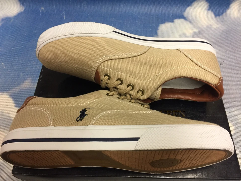 Zapatilla deportiva Polo Ralph Lauren Vaugh de encaje de lona para niños talla 10,5 a jóvenes talla 5,5 Foto 3 de 4