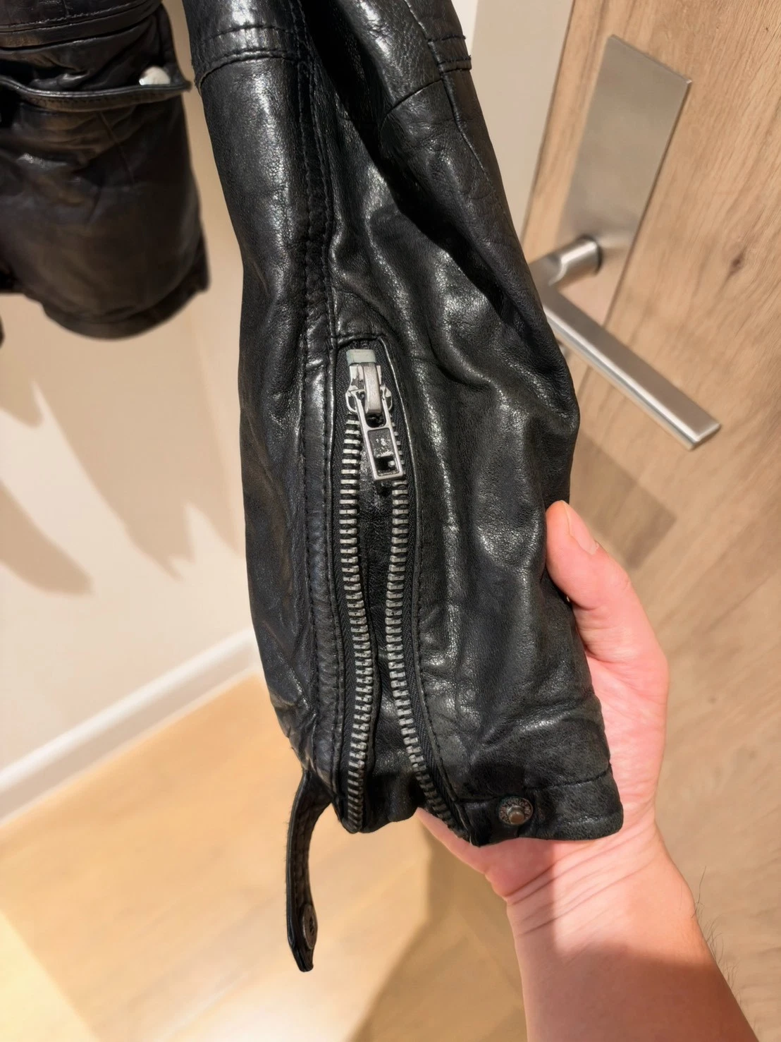 ALLSAINTS Biker Leather Jacket Size S 40 inches chest 25 inches long - product detail image 3