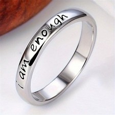Silver Stainless Steel I Am Enough Inspirational Ring Size 5 6 7 8 9 10 11 12