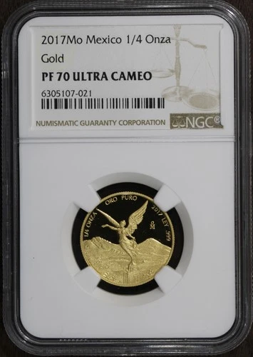 2017-Mo (PF70 Ultra Cameo) Proof Gold Mexico 1/4 Onza Libertad NGC - Flawless