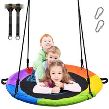 700lbs 40" Saucer Tree Swing for Kids Adults Waterproof Rainbow Round Disc Swing