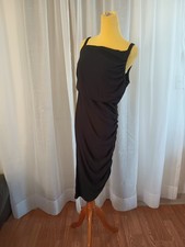 Sofia Vergara Women’s  Black Bodycon Dress Ruched Asymmetrical Sleeveless Size L