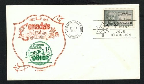 Canada #474, 1967 5¢ Georges Vanier, Artopages cachet FDC