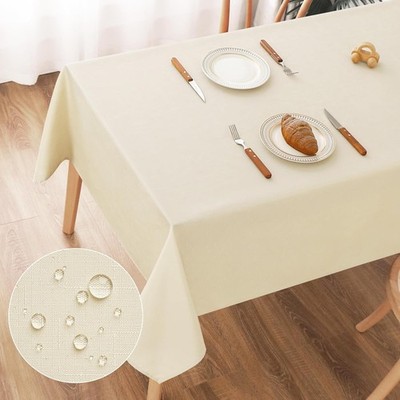 AooHome Tischdecke Abwaschbar Beige, 100x140cm Tischdecken Leinen-Optik