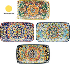 Dinner Plates 8.5 in Small Dinner Set,Porcelain Rectangle Serving Plates Set of 