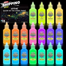 ARTME Glow in The Dark Paint, 18 Bright 13.5 Fl Oz (Pack of 1), 18 Colors 