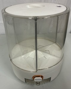 Rotating 5 Grid Rice Dispenser Grain Cereal Container Food Storage Organizer Bin