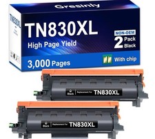 High Yield TN830XL Black Toner Cartridges 2 Pack for Brother Printers 3000 Pages