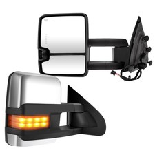 Tow Mirror Pair Power Heat Signal Chrome 14-18 Chevy GMC 1500 15-19 2500 3500 HD