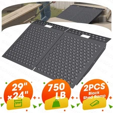 2PCS 29"x48" Shed Ramp for Riding Mower Anti-Slip Punch Plate Ramp 1500LB Black